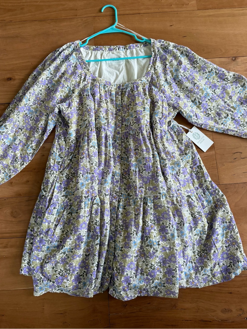 Hyacinth House Tuckernuck Women's Floral Mini Dress Lined Balloon Sleeve Size L